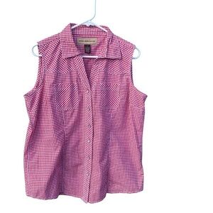 Bit & Bridle Red and White Checkered Western Sleeveless Ladies Top‎ Size XL
